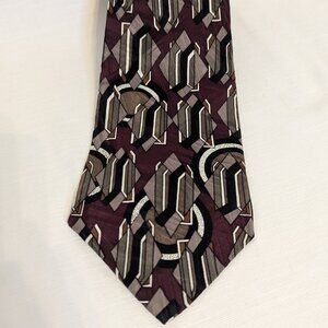 Vintage Screenplay by Martin Wong Mens Tie 100% Silk USA Made Art Deco A15